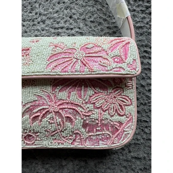 NWd Staud Women's Tommy Cherry Blossom Toile Ivory Beaded Flap Shoulder Bag - Picture 4 of 16